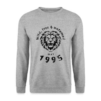 30th Birthday Wild, free & untamed since 05/1995 - Unisex Sweatshirt - salt & pepper - Front - Alina (178cm) & Michal (187cm)