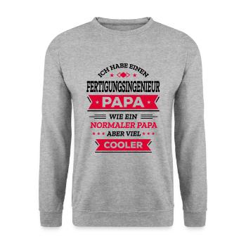 FERTIGUNGSINGENIEUR PAPA - COOLER ALS NORMAL - Unisex Pullover - Weißgrau meliert - Vorne - Alina (178cm) & Michal (187cm)