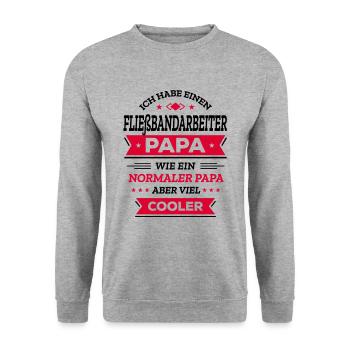 FLIEßBANDARBEITER PAPA - COOLER ALS NORMAL - Unisex Pullover - Weißgrau meliert - Vorne - Alina (178cm) & Michal (187cm)