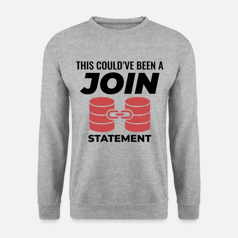 Programmierdaten für SQL Join-Datenbankanweisungen - Unisex Pullover - Weißgrau meliert