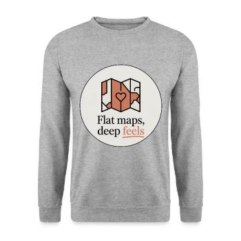 Flache Karten Deep Feels Geografie Kartografie - Unisex Pullover - Weißgrau meliert - Vorne - Alina (178cm) & Michal (187cm)