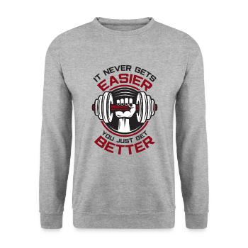 Bodybuilder Haltère Musculation Fitness Gym - Sweat-shirt Unisexe - gris chiné - Devant - Alina (178cm) & Michal (187cm)