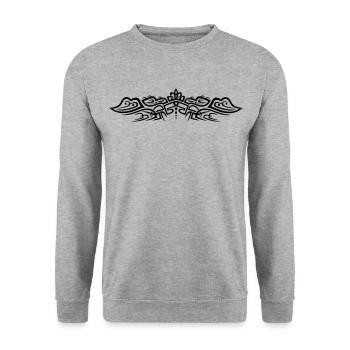 Filigranes Tribal Tattoo mit Krokodilen - Unisex Pullover - Weißgrau meliert - Vorne - Alina (178cm) & Michal (187cm)