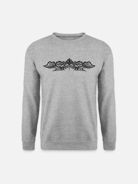 Filigranes Tribal Tattoo mit Krokodilen - Unisex Pullover - Weißgrau meliert