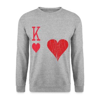 Déguisement de partenaire Halloween coeur carte à jouer - Sweat-shirt Unisexe - gris chiné - Devant - Alina (178cm) & Michal (187cm)