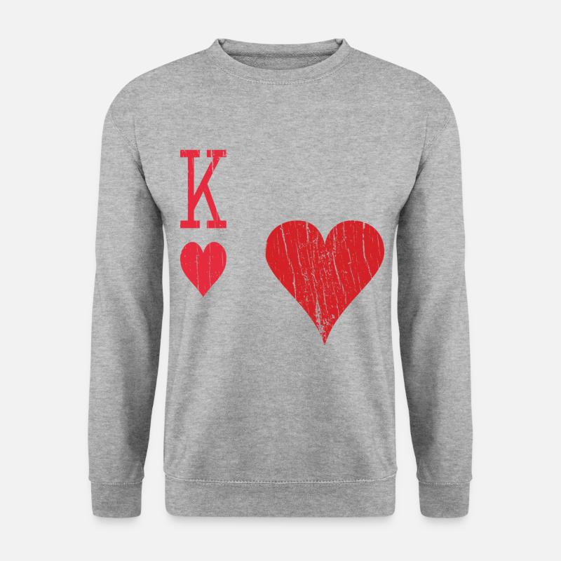 Spielkarte Herz Halloween Partnerkostüm - Unisex Pullover - Weißgrau meliert
