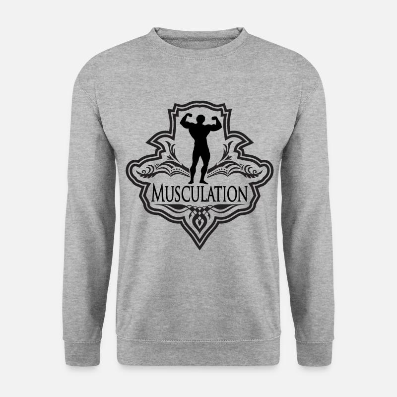 Bodybuilding - Unisex Pullover - Weißgrau meliert