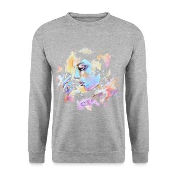 NEBEL TRAUM - Unisex Pullover - Weißgrau meliert - Vorne - Alina (178cm) & Michal (187cm)