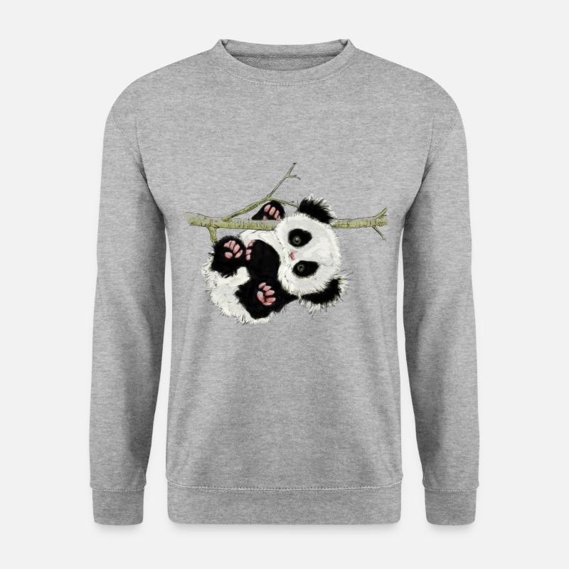 Panda - Unisex Pullover - Weißgrau meliert