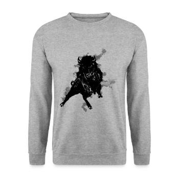 American buffalo - Sweat-shirt Unisexe - gris chiné - Devant - Alina (178cm) & Michal (187cm)