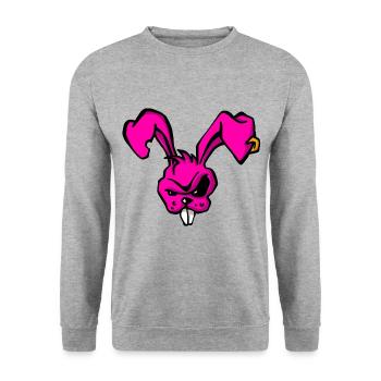 Böses Kaninchen - Unisex Pullover - Weißgrau meliert - Vorne - Alina (178cm) & Michal (187cm)