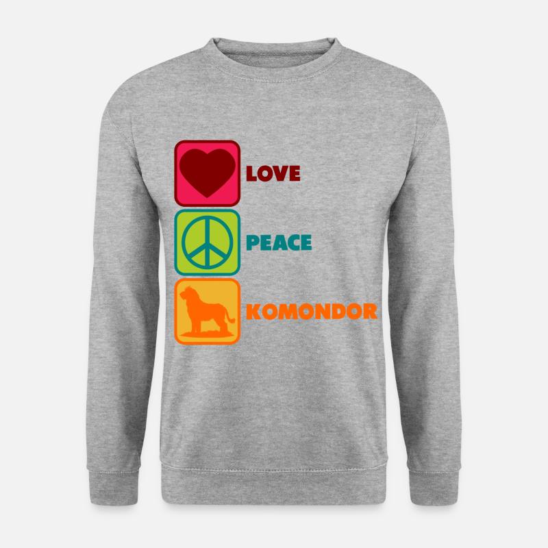 Komondor Ungarischer Mama Mom Peace Love - Unisex Pullover - Weißgrau meliert