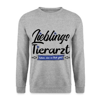 Dankeschön Danke sagen an Tierarzt Tierarztpraxis - Unisex Pullover - Weißgrau meliert - Vorne - Alina (178cm) & Michal (187cm)