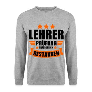 Lehrabschlussprüfung Lehrerprüfung bestanden - Unisex Pullover - Weißgrau meliert - Vorne - Alina (178cm) & Michal (187cm)