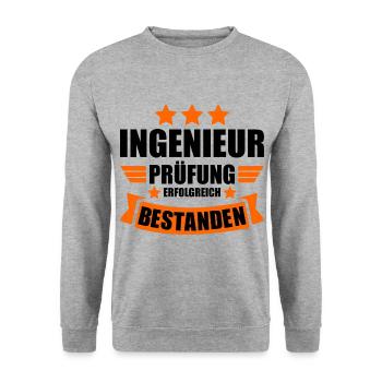 Diplom Ingenieur Dipl ing Abschluss bestanden - Unisex Pullover - Weißgrau meliert - Vorne - Alina (178cm) & Michal (187cm)