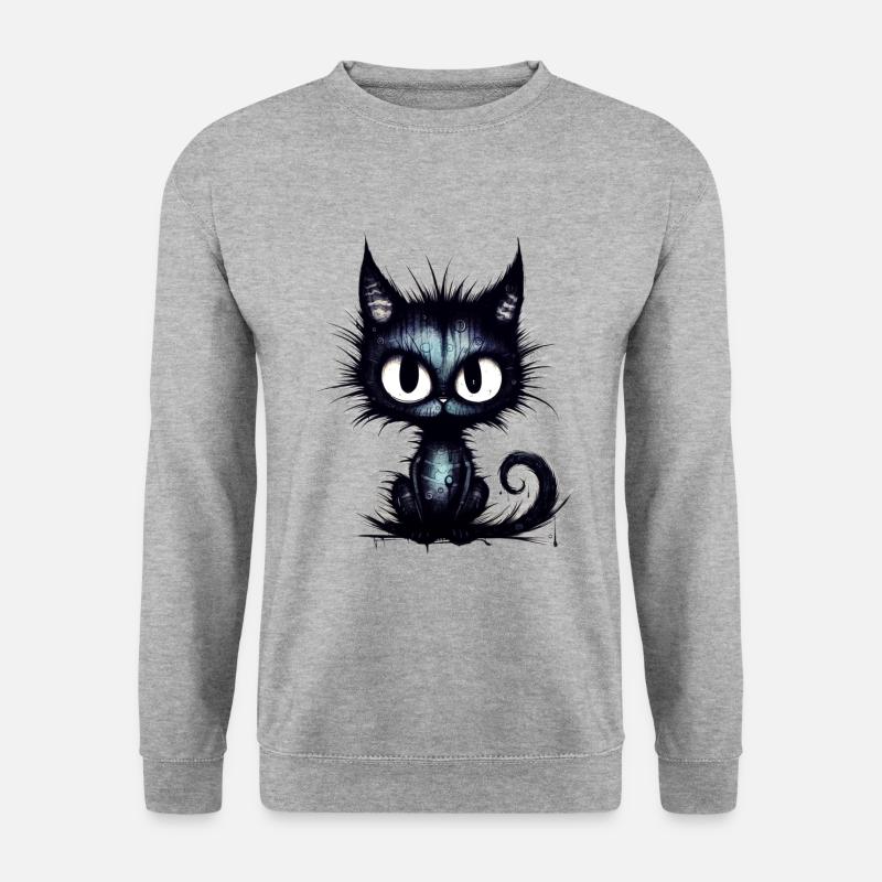 Hässliche Katze - Unisex Pullover - Weißgrau meliert