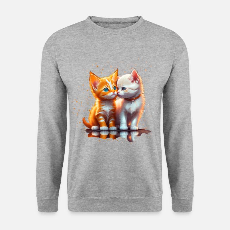 Verliebte Kätzchen - Unisex Pullover - Weißgrau meliert