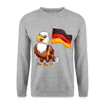 Deutschland Adler Germany Flag Eagle Fußball - Unisex Pullover - Weißgrau meliert - Vorne - Alina (178cm) & Michal (187cm)