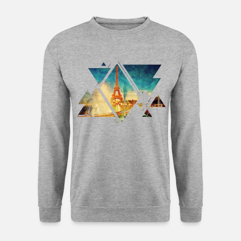 Paris Frankreich France Skyline Eiffelturm - Unisex Pullover - Weißgrau meliert