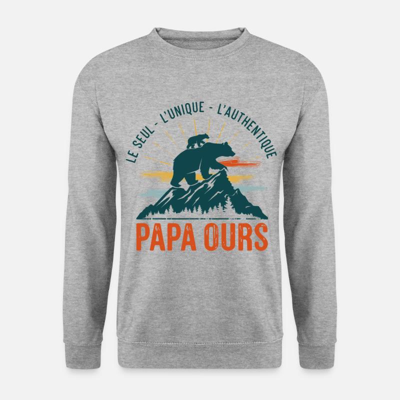 PAPA OURS - Unisex Pullover - Weißgrau meliert