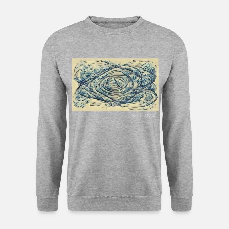 Wellen - Unisex Pullover - Weißgrau meliert