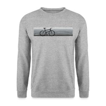 Schlichte Fahrrad-Silhouette - Unisex Pullover - Weißgrau meliert - Vorne - Alina (178cm) & Michal (187cm)