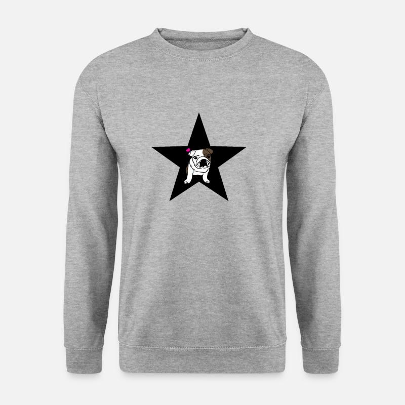 Stern,Bulldogge - Unisex Pullover - Weißgrau meliert
