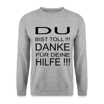Danke für deine Hilfe Corona Mundschutz Abstand - Unisex Pullover - Weißgrau meliert - Vorne - Alina (178cm) & Michal (187cm)