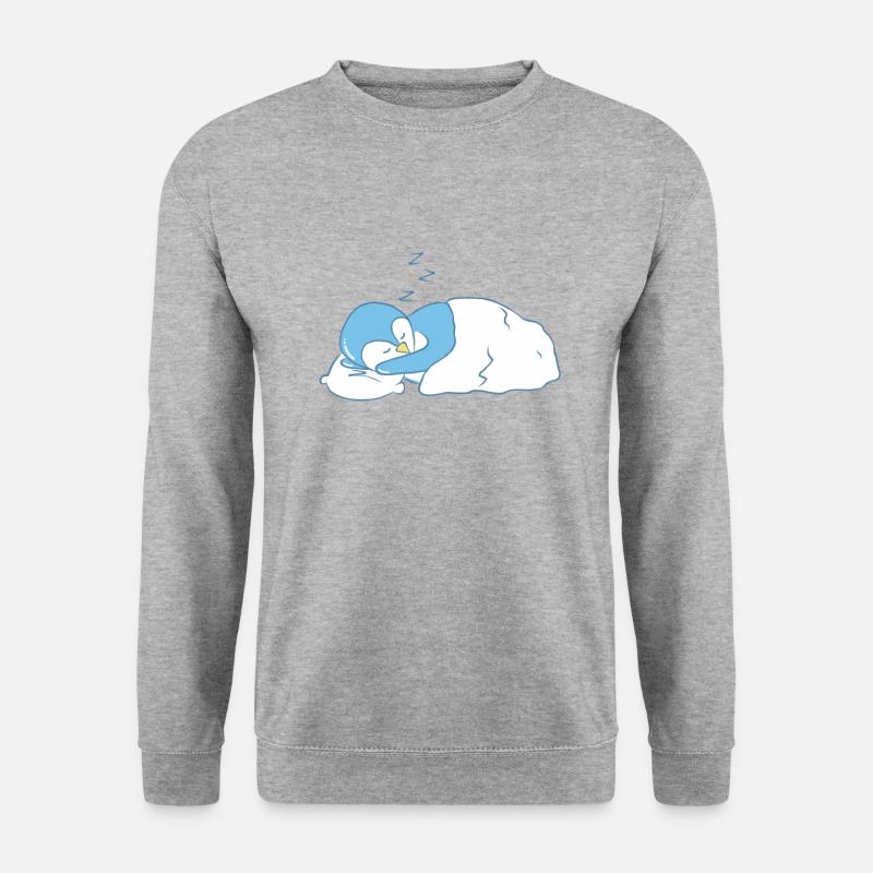 Schlafender Pinguin - Unisex Pullover - Weißgrau meliert