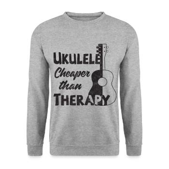 Ukulele! Cheaper than therapy - Unisex Pullover - Weißgrau meliert - Vorne - Alina (178cm) & Michal (187cm)