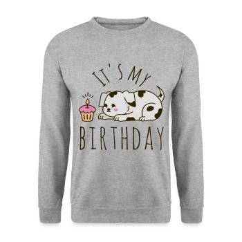 It's my Birthday Dog - Unisex Sweatshirt - salt & pepper - Front - Alina (178cm) & Michal (187cm)