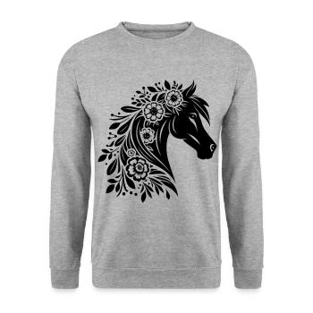 Fleurs de tête de cheval - Sweat-shirt Unisexe - gris chiné - Devant - Alina (178cm) & Michal (187cm)