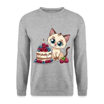 Tarte au chat Gâteau Bec sucré Grignotage Cuisson Sucré - Sweat-shirt Unisexe - gris chiné - Devant - Alina (178cm) & Michal (187cm)