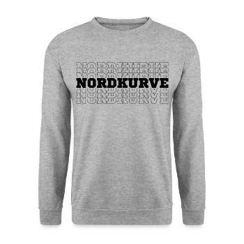 NORDKURVE - FANBLOCK - FUSSBALL - FUSSBALLFAN - Unisex Pullover - Weißgrau meliert - Vorne - Alina (178cm) & Michal (187cm)