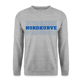 NORDKURVE - FANBLOCK - FUSSBALL - FUSSBALLFAN - Unisex Pullover - Weißgrau meliert - Vorne - Alina (178cm) & Michal (187cm)