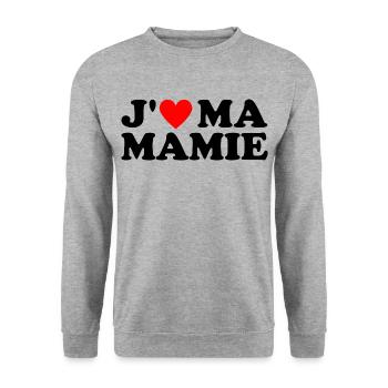J' aime ma mamie cadeau grand-mère coeur rouge - Sweat-shirt Unisexe - gris chiné - Devant - Alina (178cm) & Michal (187cm)