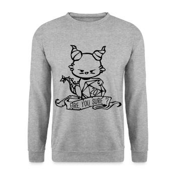 Cute RPG Are you sure ? - Sweat-shirt Unisexe - gris chiné - Devant - Alina (178cm) & Michal (187cm)
