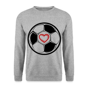 Fussball Symbol Herz Mannschaft - Unisex Pullover - Weißgrau meliert - Vorne - Alina (178cm) & Michal (187cm)