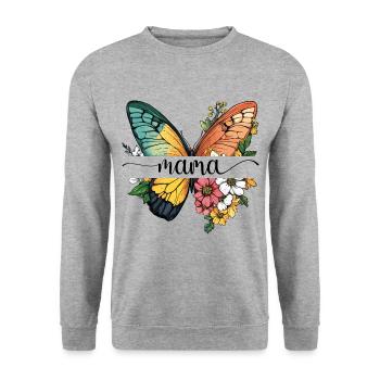 Maman papillon fleurs Meilleure maman Fête des mères - Sweat-shirt Unisexe - gris chiné - Devant - Alina (178cm) & Michal (187cm)