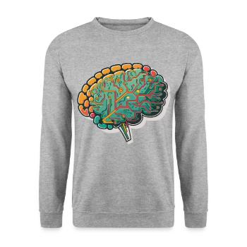 Synaptic Circuitry: A Stylized Fusion of the Human - Unisex Sweatshirt - salt & pepper - Front - Alina (178cm) & Michal (187cm)