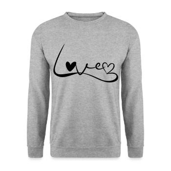 Love Font - Unisex Sweatshirt - salt & pepper - Front - Alina (178cm) & Michal (187cm)