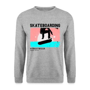 Skateboarding Skate Skater Skateboard Sk8 Vintage - Unisex Pullover - Weißgrau meliert - Vorne - Alina (178cm) & Michal (187cm)