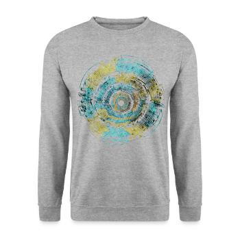 Music Circle Blau Gelb - Unisex Pullover - Weißgrau meliert - Vorne - Alina (178cm) & Michal (187cm)
