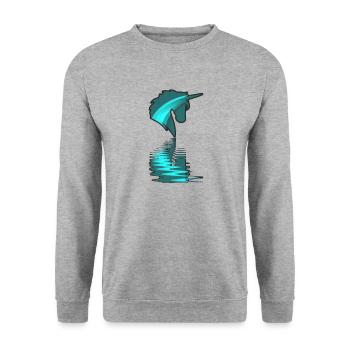 Unicorn Rainbow Rainbow Reflective - Unisex Sweatshirt - salt & pepper - Front - Alina (178cm) & Michal (187cm)