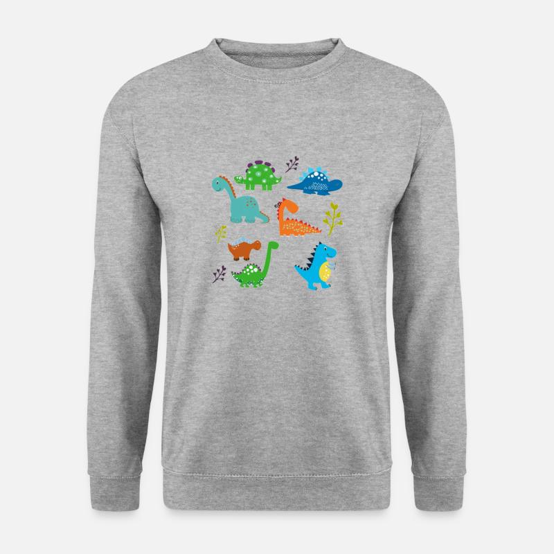 Dinos Dinosaurier Design - Unisex Pullover - Weißgrau meliert