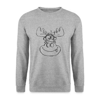 Lustiger Elch als Zeichnung - Unisex Pullover - Weißgrau meliert - Vorne - Alina (178cm) & Michal (187cm)