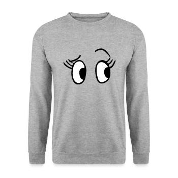 Augen - Unisex Pullover - Weißgrau meliert - Vorne - Alina (178cm) & Michal (187cm)