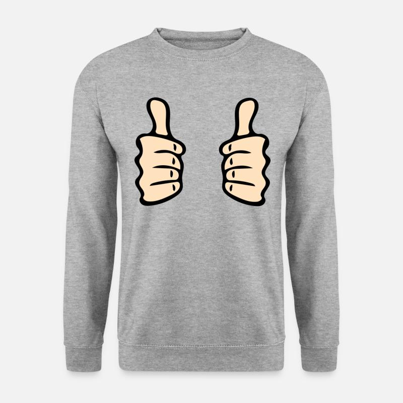 Daumen - Unisex Pullover - Weißgrau meliert