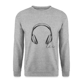 Music Headphones Musik Kopfhörer - Unisex Pullover - Weißgrau meliert - Vorne - Alina (178cm) & Michal (187cm)