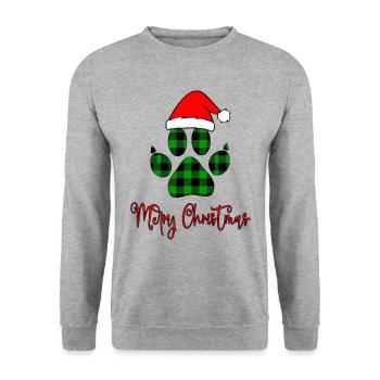 Merry Christmas paws Gift, Paws With santa hat tee - Unisex Sweatshirt - salt & pepper - Front - Alina (178cm) & Michal (187cm)